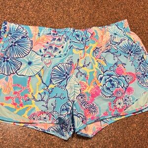 Lilly Pulitzer LUXLETIC Bali Blue Once Upon A Tide Ocean Trail Athletic Shorts-L